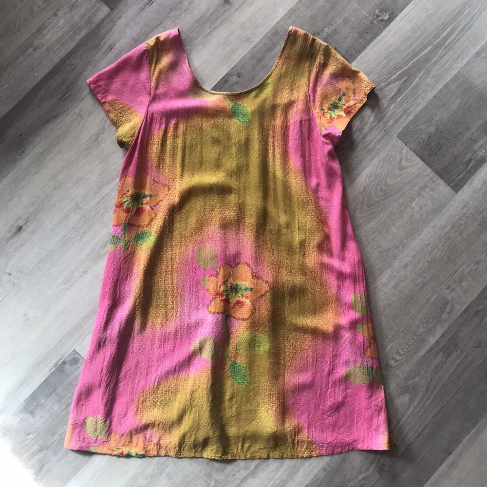 Vintage Jams World Flour Sack Dress Lace Up Back Art To Wear Wearable Art Large